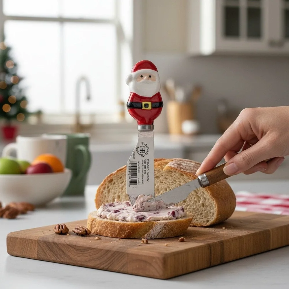 Grasslands Road Santa Cheese Spreader Red Brand New Holiday Ceramic